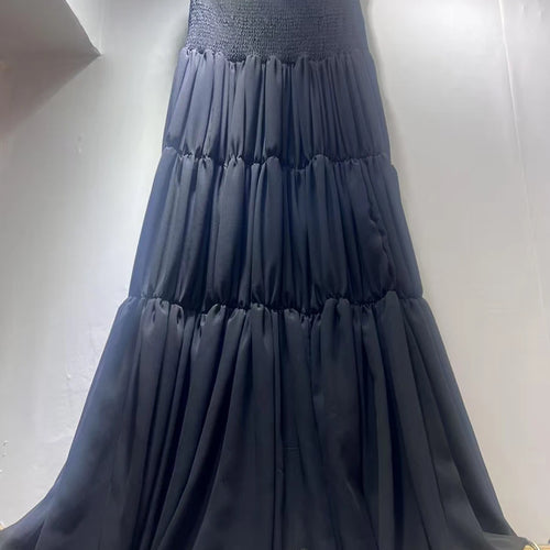 Load image into Gallery viewer, Solid Loose Casuai Spliced Folds Skirts For Women High Waist Temperament Elegnat Long Skirt Female Fashion Style
