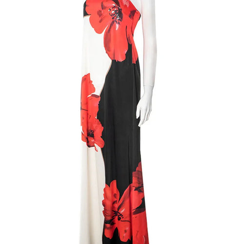 Load image into Gallery viewer, Strapless Floral Print Sexy Maxi Dress Women Gown Off-shoulder Sleeveless Backless A-line Club Long Dress Vestido
