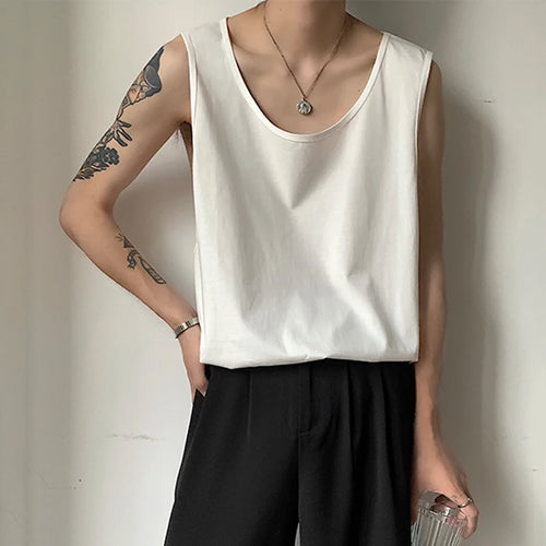 Load image into Gallery viewer, Simple Men&#39;s Tank Tops Casual Solid Color New Autumn Round Collar Sleeveless Oversize Male Vest Fashion Menwear 9C6868
