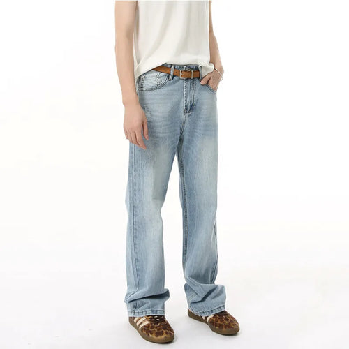 Load image into Gallery viewer, Men's Denim Pants New American Style Hole Design Casual Straight Wide Leg Gradient Color Trendy Male Loose Jeans 9W1840
