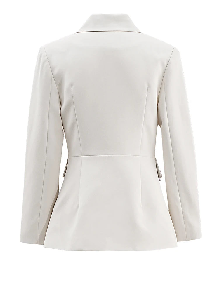 Apricot Flower Blazer Wide Leg Pants Two Piece Suit New Lapel Long Sleeve Women Fashion Tide Spring Autumn 2025 3WM838