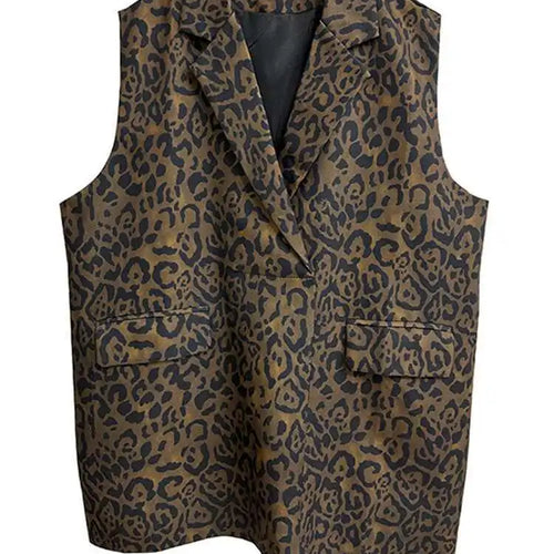 Load image into Gallery viewer, Women Leopard Print Big Size Casual Vintage Mini Vest Dress New Lapel Sleeveless Fashion Tide Spring Autumn 2025 1DH5205
