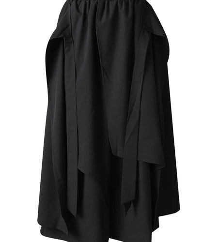 High Elastic Waist Black Irregular Spliced Long Wide Leg Pants New Trousers Women Fashion Tide Spring Autumn 2025 CPG2994