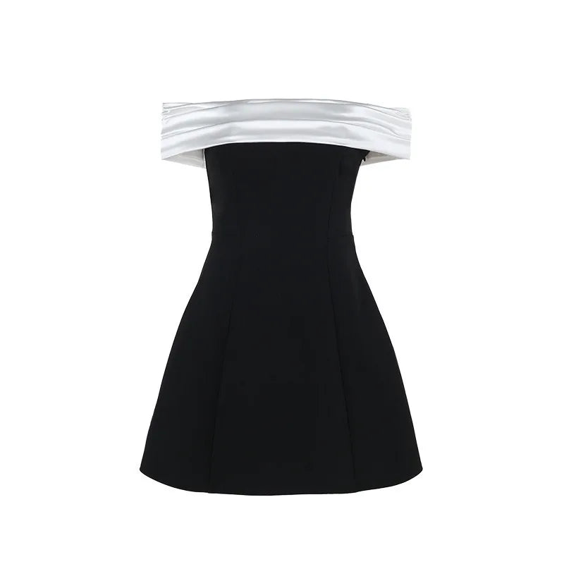 Off-shoulder Backless Sexy Mini Dress For Women Fashion Strapless Sleeveless High Waist A-line Club Party Dress Elegant