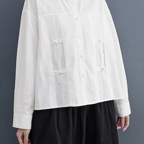 Load image into Gallery viewer, Women Black Vintage Buckle Big Size Elegant Blouse New Lapel Long Sleeve Shirt Fashion Tide Spring Autumn 2025 1DH6749
