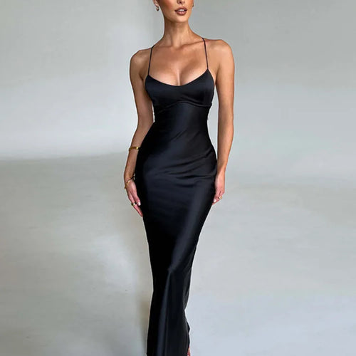 Load image into Gallery viewer, Satin Backless Maxi Dress For Women 2022 Autumn New Spaghetti Strap Sleeveless Bodycon Long Dress Vestido Clubwear
