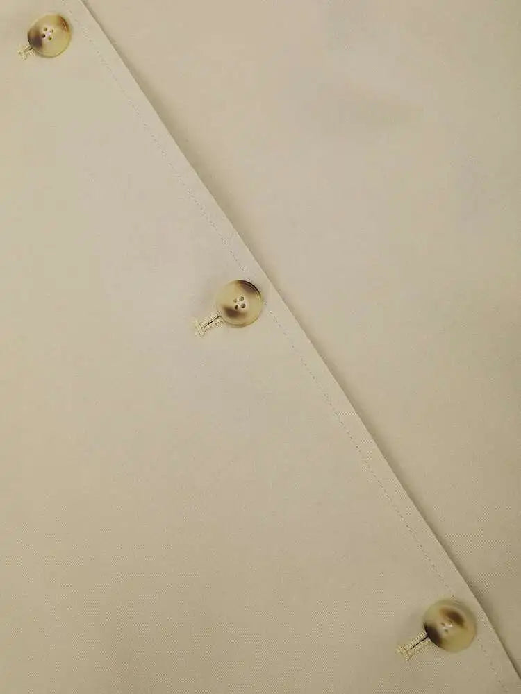 Women Khaki Irregular Hem Big Size Long Trench New Lapel Long Sleeve Windbreaker Fashion Tide Spring Autumn 2025 YX0378