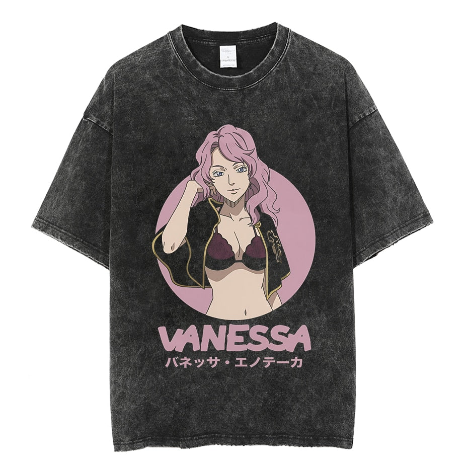 Vintage Washed Tshirts Anime T Shirt Harajuku Oversize Tee Cotton fashion Streetwear unisex top 1