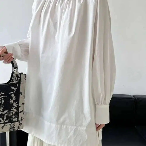 Load image into Gallery viewer, Women Yellow Big Size Long Blouse New Round Neck Long Sleeve Loose Fit Shirt Fashion Tide Spring Autumn 2025 1DH0197
