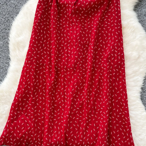 Load image into Gallery viewer, French Women Red Print Elegant Slim Lace-up Slip Long Dress 2025 Summer New Retro Sleeveless Holiday Party Dress Fashion Popular
