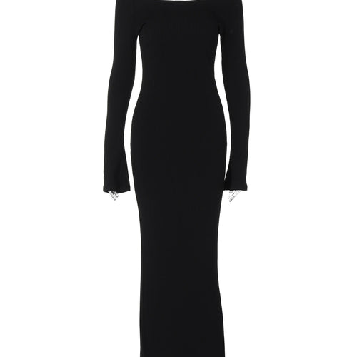 Load image into Gallery viewer, Elegant Slash Neck Long Sleeve Solid Sexy Bodycon Maxi Prom Dress Fall Women Y2K Clothes Birthday Party Festival
