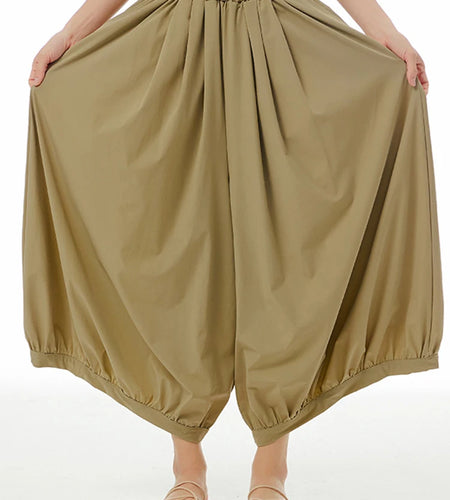 High Elastic Waist Khaki Pleated Brief Long Wide Leg Pants New Trousers Women Fashion Tide Spring Autumn 2025 1DJ0881