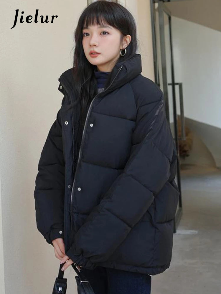 Korean Style Winter Jacket Women New Loose Short Pink Black Parkas Female Harajuku Bread Jacket Cotton Padded Coat Woman