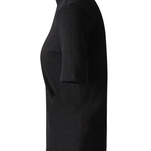 Load image into Gallery viewer, Women Black Gray Knitting Brief Slim Elegant T-shirt New Turtleneck Short Sleeve Fashion Tide Spring Summer 2025 CPG3078
