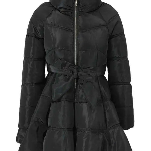 Load image into Gallery viewer, Black Bandage Bow  Cotton-padded Coat Long Sleeve Loose Fit Women Parkas Fashion Tide New Autumn Winter 2025 1DH5282
