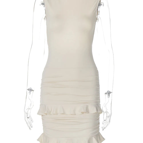 Load image into Gallery viewer, Elegant Solid Sleeveless Backless Lace Up Sexy Pleated Mini Dress Summer Cute Women Outfit Party Beach Vacation
