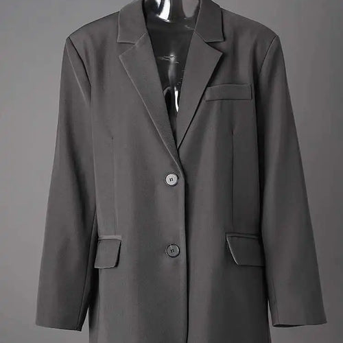 Load image into Gallery viewer, Women Gray Brief Single Breasted Big Size Blazer New Lapel Long Sleeve Jacket Fashion Tide Spring Autumn 2025 CPG2774
