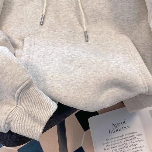 Load image into Gallery viewer, Women Casual Gray Letter Loose Hoodies Long Sleeve Sweatshirt Spring Autumn Elegant Pocket Pullover Tops 2024 Streetwear Popular
