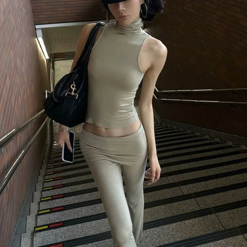 Load image into Gallery viewer, Fashion Sleeveless Tank Top Tight Pants Women's Set Solid Color Slim Two Piece Flare Pants Female Casual Street 2024
