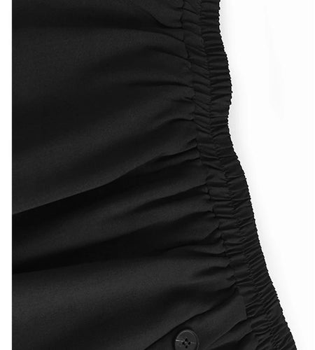 High Elastic Waist Apricot Button Ribbon Spliced A-line Half-body Skirt Women Fashion Tide New Spring Autumn 2025 1DJ1353