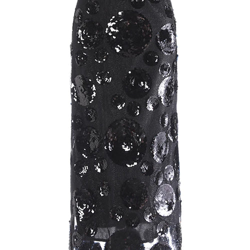 Load image into Gallery viewer, High Elastic Waist Black Sequin Floral Mesh Slit Elegant Half-body Skirt Women Fashion Tide New Spring Autumn 2025 1DJ0006
