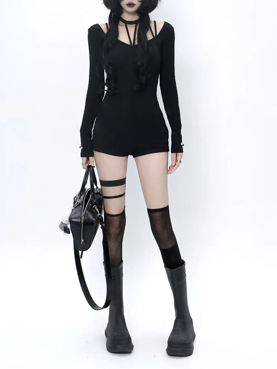 Solid Spliced Lace Up Jumpsuits For Women O Neck Long Sleeveless High Waist Temperament Jumpsuits Female Fashion