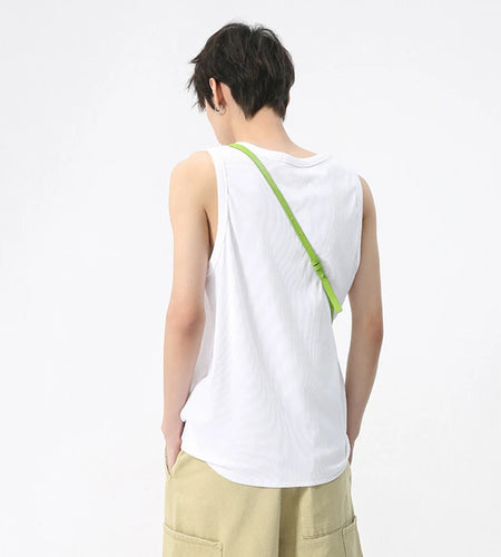 Men's Casual Vest 2024 Summer New Korean Style Letter Printed Sleeveless Sports Tank Top Trend Versatile Loose Top 9C5837