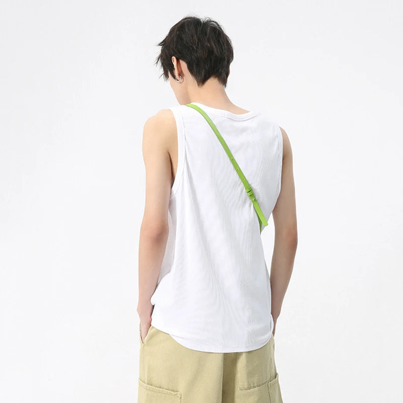 Men's Casual Vest 2024 Summer New Korean Style Letter Printed Sleeveless Sports Tank Top Trend Versatile Loose Top 9C5837