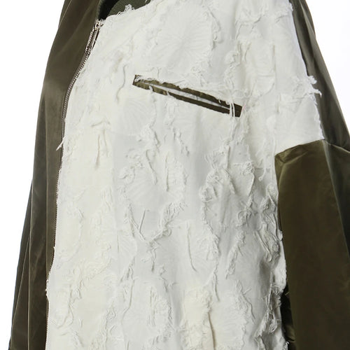 Load image into Gallery viewer, Loose Fit Green Color-block Big Size Jacket New Stand Collar Long Sleeve Women Coat Fashion Spring Autumn 2025 1DE6987
