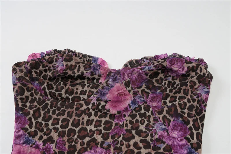 Leopard Print Sexy Skirt Two Piece Sets Women Off-shoulder Crop Tops And Mini Skirt Female Summer Beach 2 Piece Set