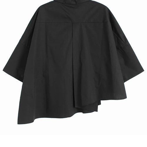 Load image into Gallery viewer, Women White Pleated Irregular Big Size Blouse New Lapel Three-quarter Sleeve Shirt Fashion Tide Spring Autumn 2025 1DH9796
