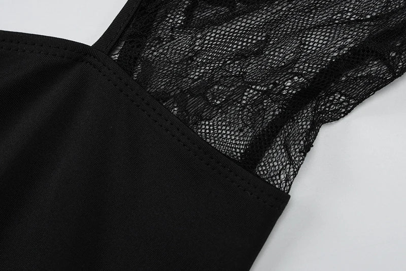 Hollow Out Sleeveless Sexy Maxi Dress For Women Black O Neck See Through Lace Backless Bodycon Club Long Dress Fashion