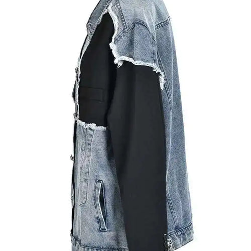 Load image into Gallery viewer, Loose Fit Blue Denim Burr Big Size Casual Jacket New Lapel Long Sleeve Women Coat Fashion Tide Spring Autumn 2025 CP2143
