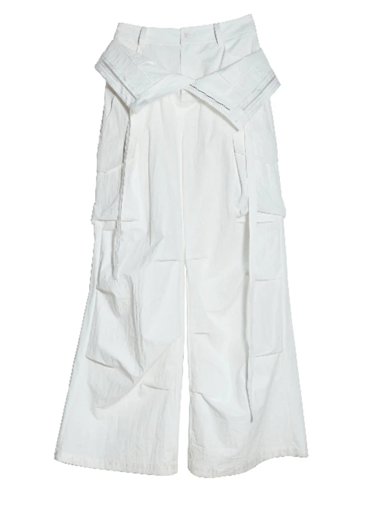 High Waist Black Double Layer Pocket Pleated Long Wide Leg Pants New Trousers Women Fashion Spring Autumn 2025 1DJ0691