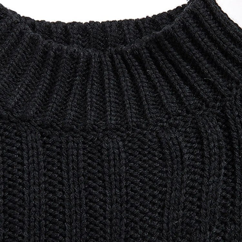 Load image into Gallery viewer, Solid Split Hem Sexy Knitting Sweaters For Women Half High Collar Flare Sleeve Chic Sweater Female Fashion Clothing
