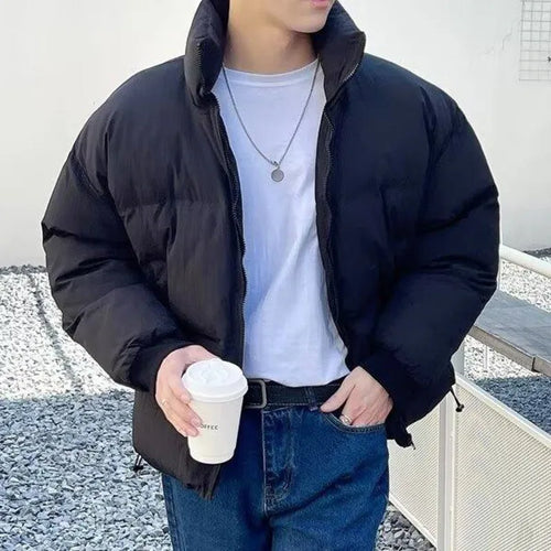 Load image into Gallery viewer, Stand Collar Padded Jacket Men&#39;s Warm Top Casual Thick Zipper Drawstring 2024 Fashion Male Winter Cotton Coat Korean 9C8852
