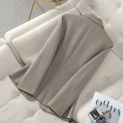 Load image into Gallery viewer, Women Thousand Plaid Office Lady Professional Blazer Coat Autumn Winter Long Sleeve Single Button Cardigan Jacket Fashion Tops
