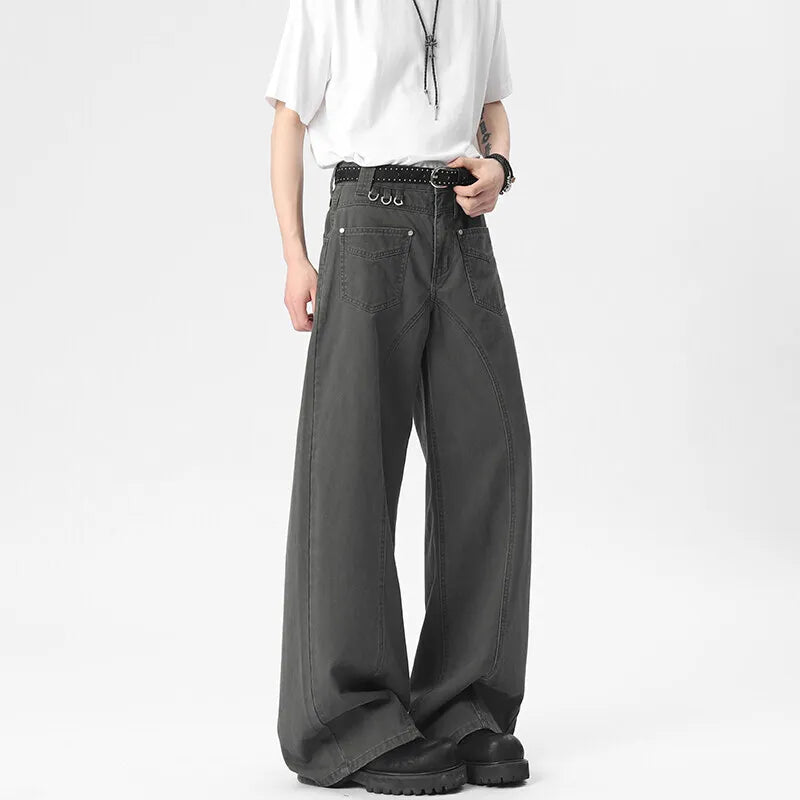 Men's Casual Pants New American Style High Street Trendy Patchwork Multi Pockets Design Male Straight Leg Bottoms 9W1803