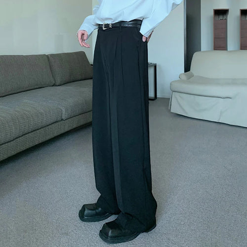 Load image into Gallery viewer, Korean Style Men&#39;s Suit Pants Loose Pleated Straight Solid Color Elastic Waist Droop  Autumn Wide Leg Male Bottom 9C6893
