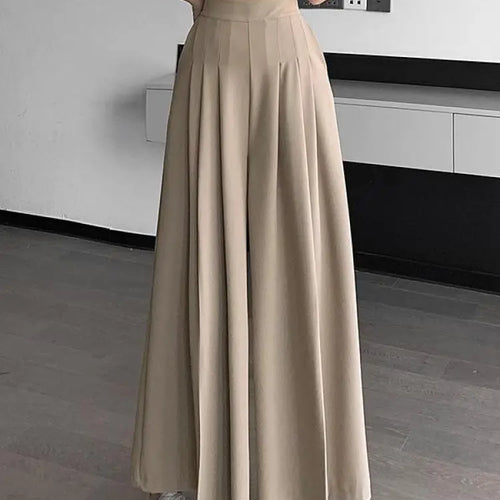 Load image into Gallery viewer, Spring Summer New Korean Women Pink Black Holiday Pleated Trousers Brown High Waist Wide Leg Long Pant Casual Streetwear 
