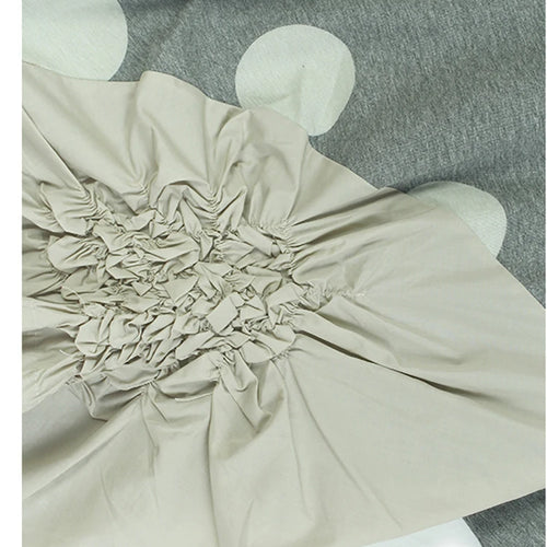 Load image into Gallery viewer, Women Gray Dot Printed Irregular Pleated Big Size T-shirt New Round Neck Short Sleeve Fashion Spring Summer 2025 1DJ1130
