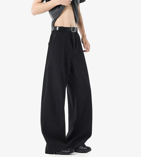 Men's Suit Pants New Korean Style Straight Leg Loose Trousers Solid Color Fashionable Design Casual Menwear Spring 9W1527