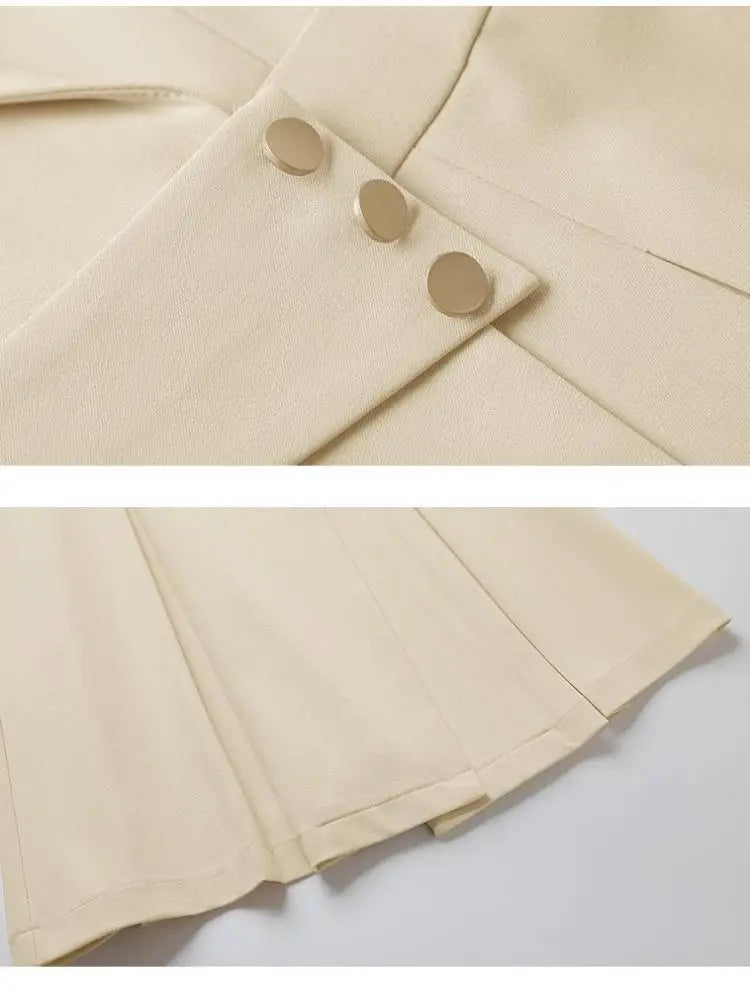 Women Solid Elegant Single Breasted Suit Dress 2024 Summer New Fashion Clothing High Waist Slim Short Sleeved Party Blazer Dress