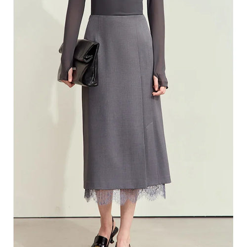 Load image into Gallery viewer, Minimalism Skirts for Woman 2025 Autumn New Elegant Patchwork Lace Women's Clothing Retro Lady A-Line Pleated Skirt12443013
