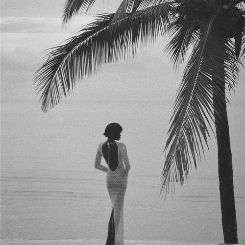 Load image into Gallery viewer, Hollow Out Knit Sexy Maxi Dress Women Fashion See Through Smock Dress Elegant Long Sleeve Backless Fishtail Dress
