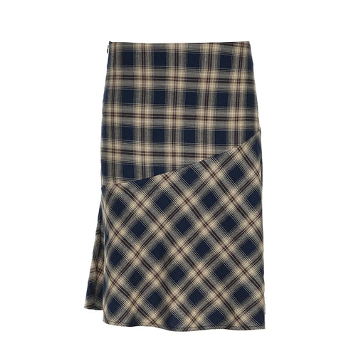 Load image into Gallery viewer, Vintage y2k England Style Midi Skirt Japanese Korean Chic Plaid Skirt Women Stitched Bottoms Preppy Checkered Outfits
