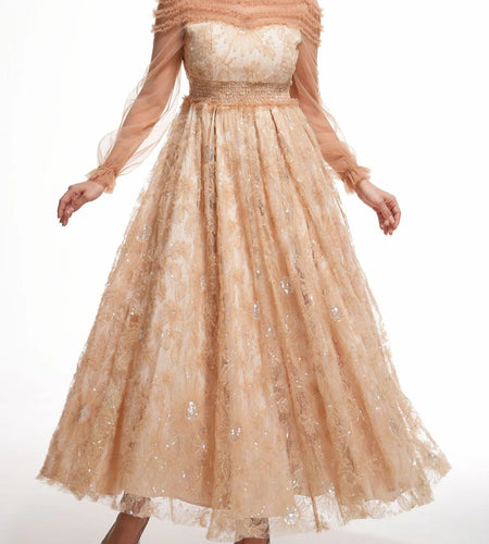 Hit Color Spliced Mesh Long Dresses For Women O Neck Long Sleeve High Waist Temperament Dress Female Fashion New