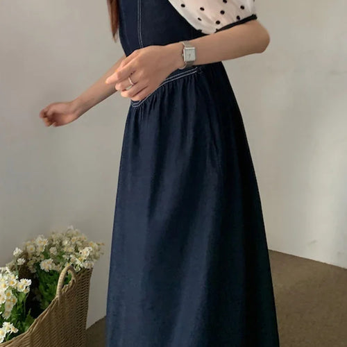 Load image into Gallery viewer, Solid Color Slim Waist Female Strapless Dress Casual Office Ladies Washed Blue Sleeveless Slash Neck Elegant Women Dress
