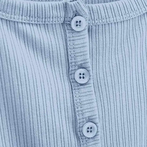 Load image into Gallery viewer, Women Rib Button Through Short Sleeve Top
