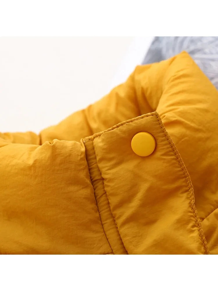 Long Parkas Jacket For Women Yellow Solid Cartoon Embridery Pocket Coat Winter  Sleeve Single-breasted Warm Outwear